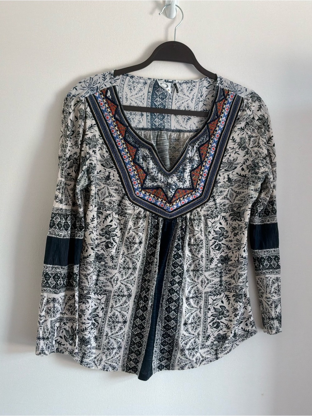 Akemi + Kin Silverpoint Embroidered Peasant Top